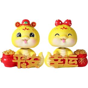2025 Chinese New Year Snake Figurines Shaking Head Snake Statue Year of Snake Miniatures Crafts Ornament Lucky Fortune Snake Ornament for Snake Year Car Desktop Home Decor
