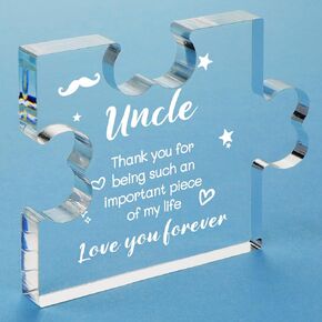Funnli Uncle Gifts Acrylic Plaque with Sayings - Fathers Day Birthday Gifts For Uncle From Niece Nephew - 3.35 x 2.76 Inch Desk Decorations Card Gifts for Uncle