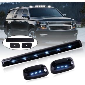 3PCS Amber Cab Marker Roof Running Clearance Cab Lights for Chevrolet Silverado GMC Sierra 1500 2500 2500HD 3500 3500HD 2007-2013 Truck Gmc Sierra 3500 Cab Lights w/Wiring Pack (Smoked Lens)