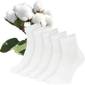 All Cotton Socks (Quarter/Crew, Unisex) Natural Fabric Soft Breathable Organic Cotton Socks