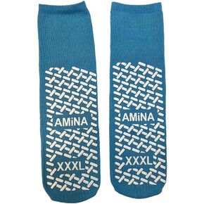 AMiNA Non Slip Socks for Women and Men, 3 Pairs Grip Socks Hospital Non Slip Socks Safety Grippy Socks for Elderly, Recovery