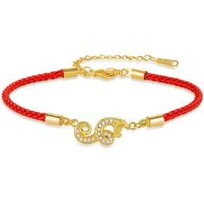 New Year Zodiac Lucky Snake Red String Bracelet Handmade Strand Charm Bracelets Amulet for Men Women Good Luck Wealth Protection Jewelry for Casual Graduation