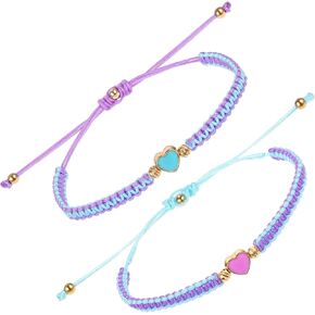 2pcs BFF Bracelets, Heart Matching Bracelets Adjustable Braided Bracelets Best Friends Bracelet Friendship Bracelets Jewelry Gifts for His and Her Couple Friendships Relationship Gift