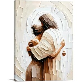 Palette Dreams Woman Lying Safely in the Arms of Jesus Jesus Canvas Wall Art Wall Decor Christian Painting Print Poster for Bedroom Church Living Room 12 x 16 Inch