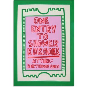 EVPYXFUT Funny Bathroom wall art Aesthetics art Poster One Entry to Shower Karaoke Print Canvas Cartoon Paintings Trendy Green Cute Pictures Wall Decor For Home dorm apartment Unframed