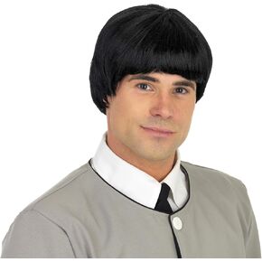 fun shack Mod Wig, 60s Wigs for Men, 60s Mens Wig, 60s Wig Men, Black Bowl Cut Wig Men, Mushroom Wig