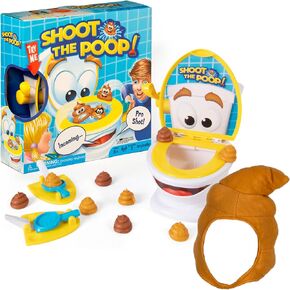 The Original Shoot The Poop and Brown Poop Hat - Funny Family Game with 12 Soft Plastic Toy Poops and Unisex Costume Accessory