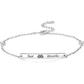 925 Sterling Silver Inspirational Encouragement Motivational Bracelets Jewelry for Women Men