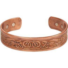Touchstone Handcrafted Copper Bracelet Hand Forged with Solid and High Gauge Tibetan Style Engraved Cuff Jewelry For Women Men