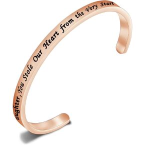 FEELMEM Granddaughter Bracelet Granddaughter, You Stole Our Heart from The Very Start Cuff Bangle Gift for Granddaughter