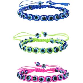 COLORFUL BLING 3/6 Pcs Set Evil Eye Bracelet 6 Color Braided Evil Eye Anklet Bracelets Nazar Amulet/Hamsa/Good Luck Bracelet Mal De Ojo Bracelets Indie/Y2k/Miraculous Jewelry Gifts for Women