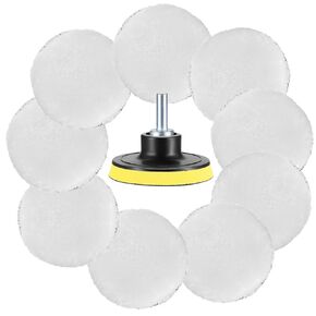 11 Pcs 3 Inch (80mm) Wool Polishing Buffing Pad for Drill Buffer Car Polisher Attachment with M14 Drill Adapter