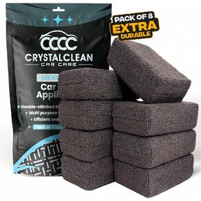 Microfiber Applicator Pad (5" X 3") (Pack of 8) Rectangle Microfiber Applicator Sponges Lint Free Soft Polishing Pads Car Wax Applicator for Detailing and Buffing - Grey