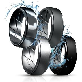Silicone Ring for Men Size 10 Pack 4 Perfect for Weddings, Promises, Engagement Bands, Promise Rings, Comfortable and Versatile/Ergonomic Design and Half Sizes for Father & Boyfriend, Gift for Father