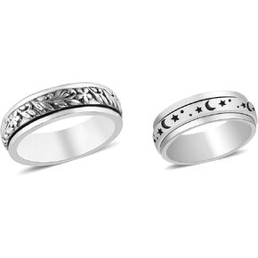 Shop LC Mens Womens Spinner Band Ring 925 Sterling Silver Statement Boho Handmade Stress Relieving Jewelry Gifts