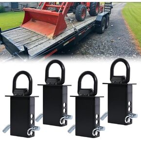 1/2" Stake Pocket D Ring for Trailer,18,000lbs Removable Heavy Duty Trailer Stake Pocket Tie Down,Black Galvanized Steel D-Ring for Flatbed Trucks, Utility Trailers(4 Set)