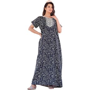 Mik & Misha Women's Cotton Printed Nighty Night Gown Maxi Free Size M-XXL