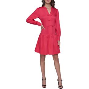 KARL LAGERFELD Women's V Neck Long Sleeve Mini a Line Dress
