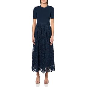 Shoshanna Women's Midnight Floral Lace Combo Knit Ella Dress