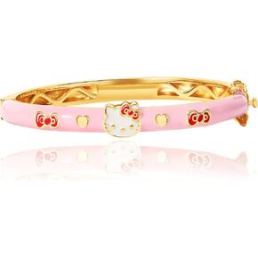 SALLY ROSE Sanrio Hello Kitty Bangle Bracelet 6.5" - Gold Flash Plated and Pink Enamel Bracelet Official License