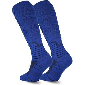 Scrunch Football Socks 1 Pair, Ultra Long Ankle Padded Athletic Socks for Men Women Boys Girls