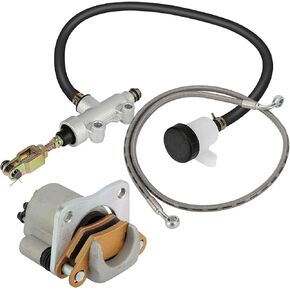 Rear Brake Caliper & Master Cylinder & Hose Line Compatible with Polaris 400 450 500 570 800 ETX Hawkeye 325 400 2011-2014, OEM# 1911415 1911688 1912301 1911671 1913040