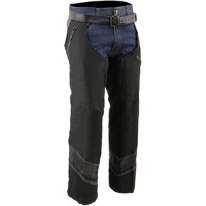 Milwaukee Leather MPM5706 Men's Black Vented Textile Chaps with Leather Trim