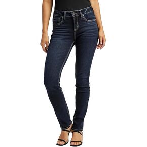 Silver Jeans Co. Women's Elyse Mid Rise Comfort Fit Straight Leg Jeans