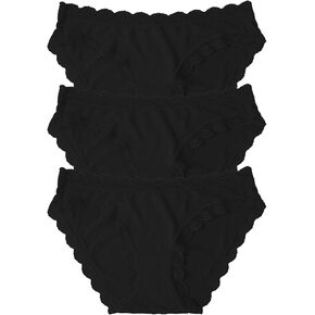 Stripe & Stare, The Original Brief 3 Pack, Oprah's Favorite Things, Lace Bikini Underwear, Super Soft Ladies Panties(XS-1X) Black