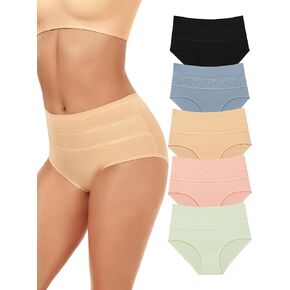 habibee Women's Underwear High Waist Panties Full Coverage Ladies Briefs Front Lace