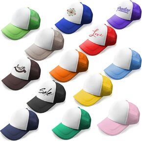 13 Pcs Sublimation Blank Trucker Hats,13 Colors DIY Sublimation Trucker Hats,Baseball Cap Polyester Bulk Mesh Trucker Hat for Men and Women Multi