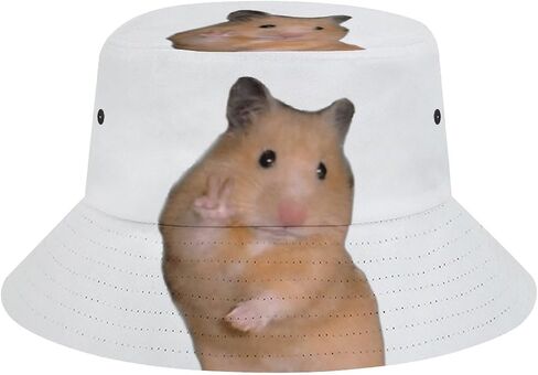 Peace Hamster Meme Bucket Hat for Women Men Packable Sun Cap Fisherman Hat Travel Outdoor Beach Caps in Saudi Arabia