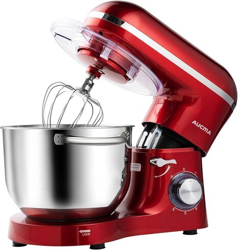 Aucma Stand Mixer,6.5-QT 660W 6-Speed Tilt-Head Food Mixer, Kitchen Electric Mixer with Dough Hook, Wire Whip & Beater (Black, 6.5QT) in Kuwait