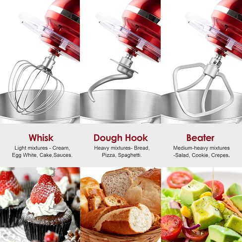 Aucma Stand Mixer,6.5-QT 660W 6-Speed Tilt-Head Food Mixer, Kitchen Electric Mixer with Dough Hook, Wire Whip & Beater (Black, 6.5QT) in Kuwait