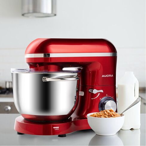 Aucma Stand Mixer,6.5-QT 660W 6-Speed Tilt-Head Food Mixer, Kitchen Electric Mixer with Dough Hook, Wire Whip & Beater (Black, 6.5QT) in Kuwait