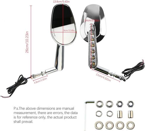 Pacewalker Muscle Rear View Mirrors with LED Turn Signals Light for H-arley Davidson VROD V-Rod VRSCF Black in Kuwait