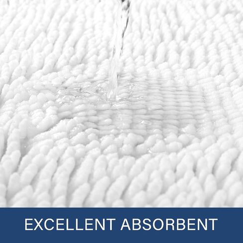 LOCHAS Bathroom Rugs Sets 2 Piece, 17 x 24 Plus 20 x 32 Inches Thick Non Slip Bath Rug Set, Absorbent Soft Chenille Bathroom Rug, Machine Washable Quick Dry Bath Mat for Bathroom Floor, White in Saudi Arabia
