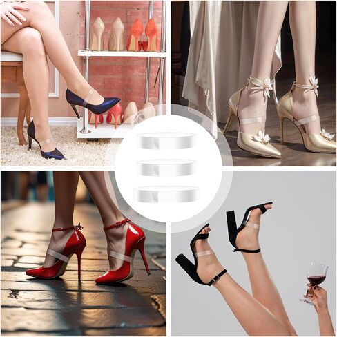 Transparent Invisible High Heel Shoe Straps 10 Pairs Elastic Anti Loose Shoelace TPU Shoe Laces Band Fixed Tie Belt Adjustable Shoe Laces for Holding Loose High Heel, 2 Sizes in Saudi Arabia