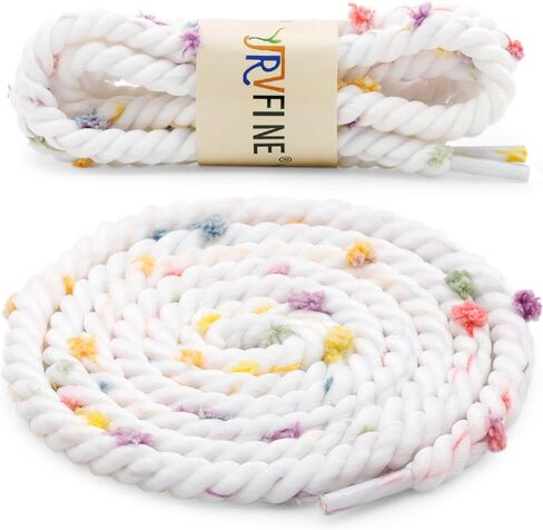 YJRVFINE Round Thick Rope Shoelaces: Twisted Shoestrings Sneakers Colored Shoe Lace - 2 Pair in Saudi Arabia