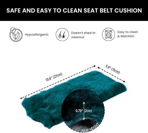 Andalus Australian Sheepskin Seat Belt Covers - Pack of 2 Hypoallergenic, Ultra Soft Shoulder Seatbelt Covers for All Ages, Vehicle Types, Models & Backpack Straps (Black) in Kuwait