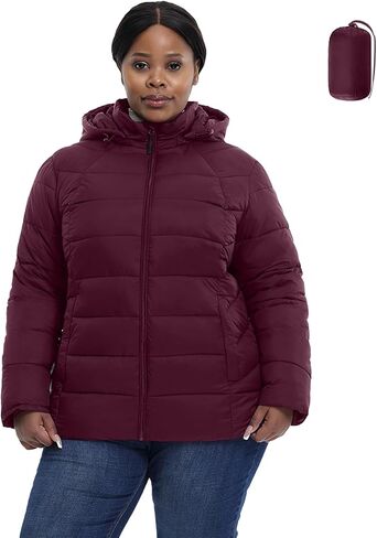 Plus Size Women's Packable Puffer Jacket 1X-6X Water-Resistant Lightweight Winter Coat(Exclusively for Plus Size) in Kuwait