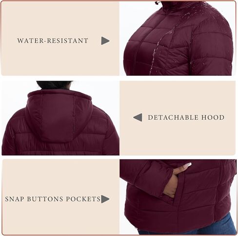 Plus Size Women's Packable Puffer Jacket 1X-6X Water-Resistant Lightweight Winter Coat(Exclusively for Plus Size) in Kuwait