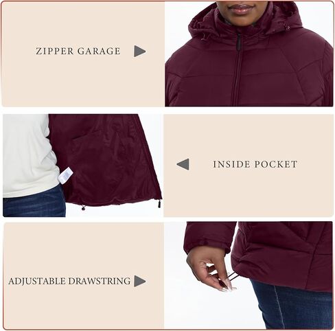 Plus Size Women's Packable Puffer Jacket 1X-6X Water-Resistant Lightweight Winter Coat(Exclusively for Plus Size) in Kuwait