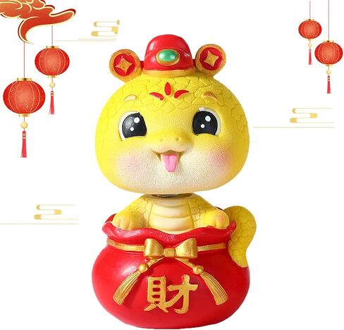 2025 Chinese New Year Snake Figurines Shaking Head Snake Statue Year of Snake Miniatures Crafts Ornament Lucky Fortune Snake Ornament for Snake Year Car Desktop Home Decor in Saudi Arabia