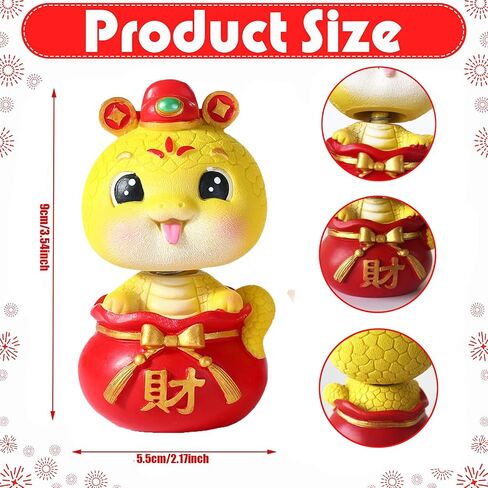 2025 Chinese New Year Snake Figurines Shaking Head Snake Statue Year of Snake Miniatures Crafts Ornament Lucky Fortune Snake Ornament for Snake Year Car Desktop Home Decor in Saudi Arabia