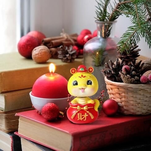 2025 Chinese New Year Snake Figurines Shaking Head Snake Statue Year of Snake Miniatures Crafts Ornament Lucky Fortune Snake Ornament for Snake Year Car Desktop Home Decor in Saudi Arabia