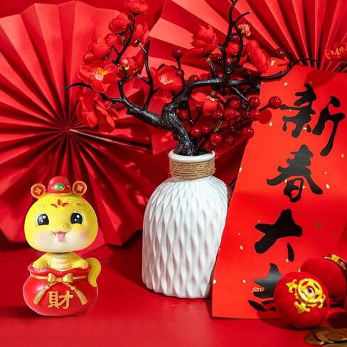 2025 Chinese New Year Snake Figurines Shaking Head Snake Statue Year of Snake Miniatures Crafts Ornament Lucky Fortune Snake Ornament for Snake Year Car Desktop Home Decor in Saudi Arabia