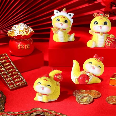 2025 Chinese New Year Snake Figurines Shaking Head Snake Statue Year of Snake Miniatures Crafts Ornament Lucky Fortune Snake Ornament for Snake Year Car Desktop Home Decor in Saudi Arabia