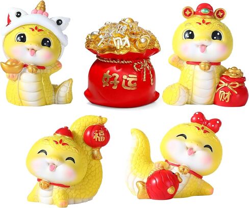 2025 Chinese New Year Snake Figurines Shaking Head Snake Statue Year of Snake Miniatures Crafts Ornament Lucky Fortune Snake Ornament for Snake Year Car Desktop Home Decor in Saudi Arabia