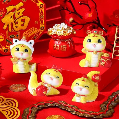 2025 Chinese New Year Snake Figurines Shaking Head Snake Statue Year of Snake Miniatures Crafts Ornament Lucky Fortune Snake Ornament for Snake Year Car Desktop Home Decor in Saudi Arabia